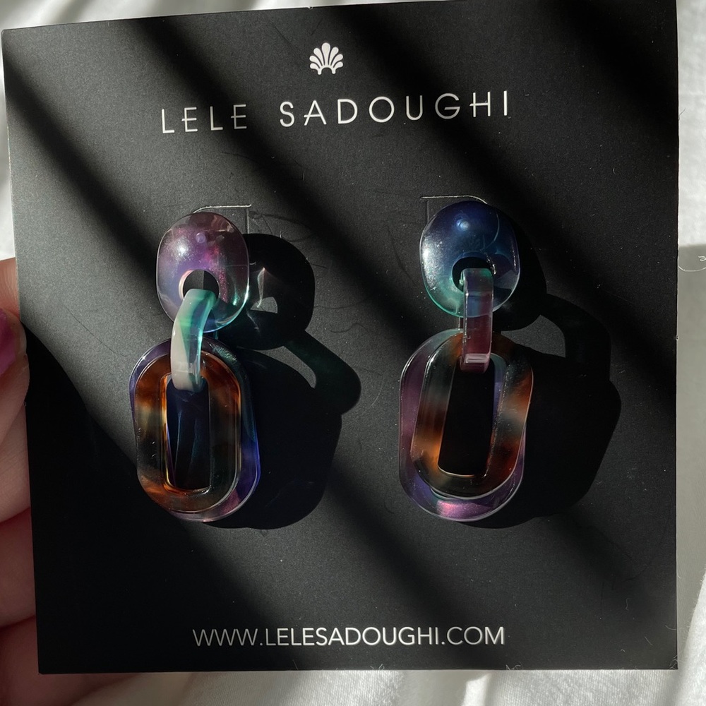 Brand new Lele slim banded hoops in blue